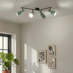 loftspot Ovelia, grøn, 80 cm, 4 lyskilder, E27^Lindby Sale