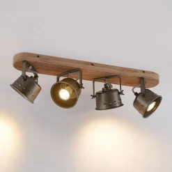 loftspot Rubinjo, 62 cm, 4 lyskilder, træ, GU10^Lindby