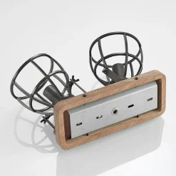 loftspot Rutger, 36 cm, 2 lyskilder, træ, bur, E14^Lindby Discount
