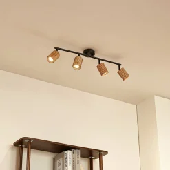 loftspot Stralino, 4 lyskilder, længde 60 cm, træ^Lindby Sale