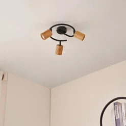 loftspot Stralino, 3 lyskilder, Ø31cm, træ, GU10^Lindby Clearance