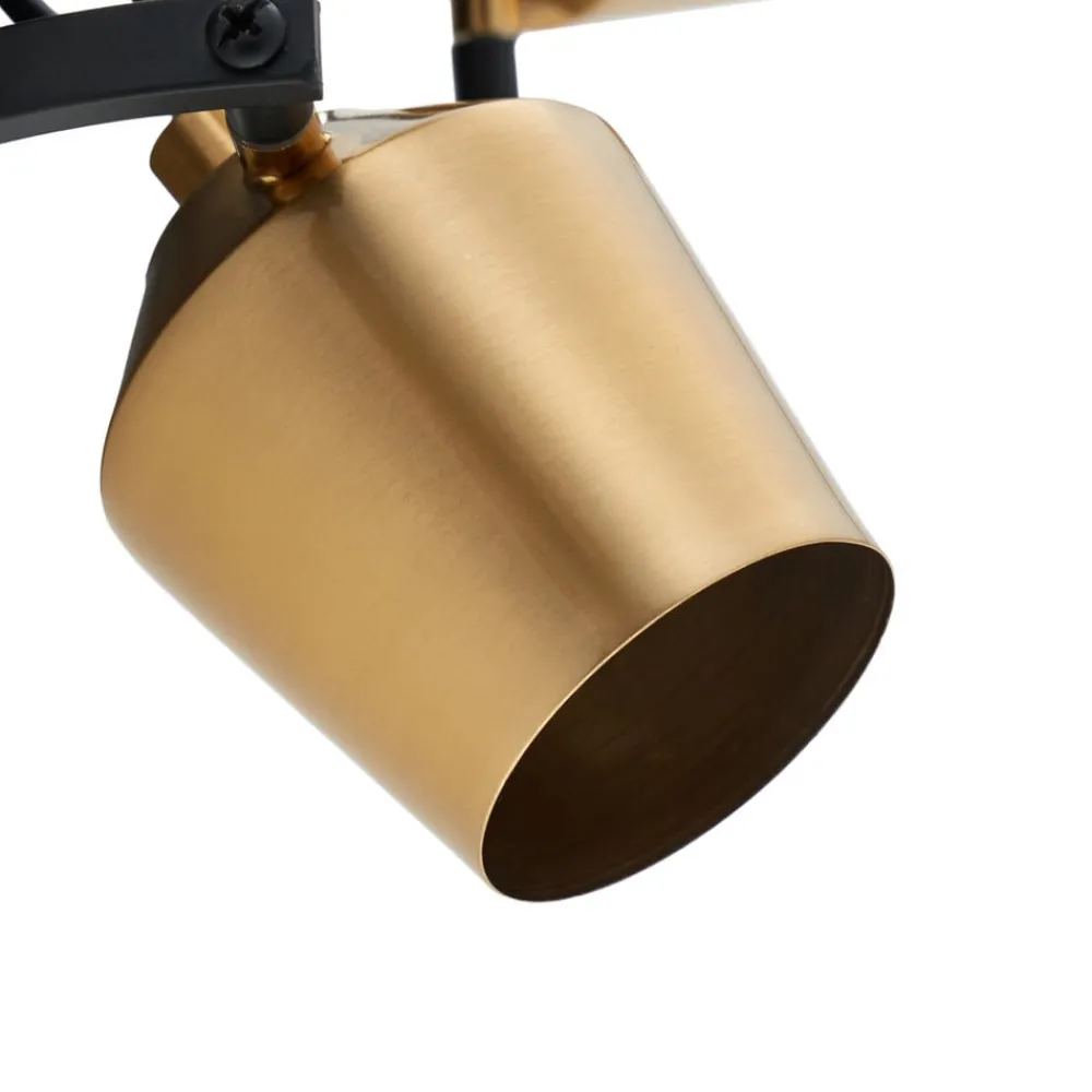 Lindby Spotlights>loftspot Sylveria, 3-lys, sort/guld, jern