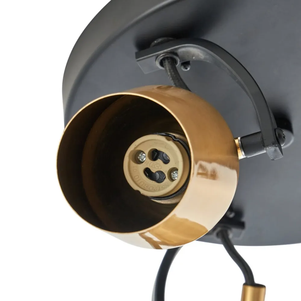 Lindby Spotlights>loftspot Sylveria, 3-lys, sort/guld, jern