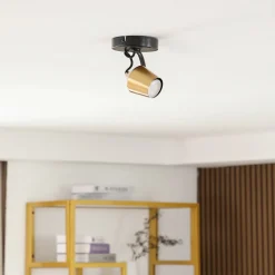 Lindby Spotlights>loftspot Sylveria, 1.flg, sort/guld, jern