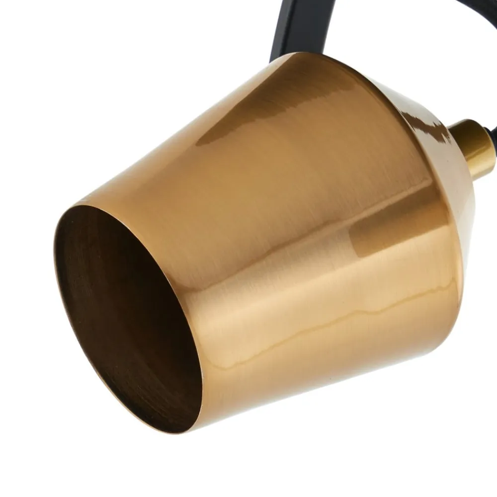 Lindby Spotlights>loftspot Sylveria, 4-lys, sort/guld, jern