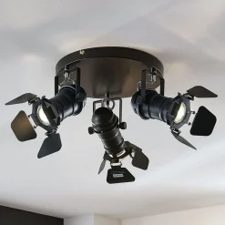 Lindby Loftlamper|Loftlamper>loftspot Tilen, 3 lyskilder, sort, metal, Ø 54cm