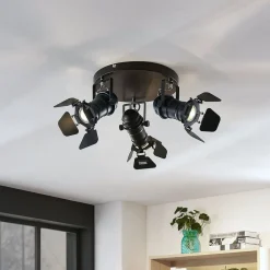 Lindby Loftlamper|Loftlamper>loftspot Tilen, 3 lyskilder, sort, metal, Ø 54cm