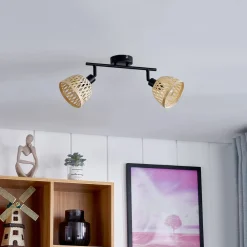 Lindby Loftlamper|Loftlamper>loftspot Youstin, 30 cm lang, bambus, 2-lys, E14