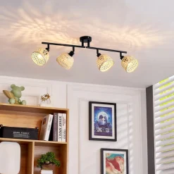 Lindby Spotlights>loftspot Youstin, 70,5 cm lang, bambus 4-lys, E14