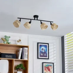 Lindby Spotlights>loftspot Youstin, 70,5 cm lang, bambus 4-lys, E14