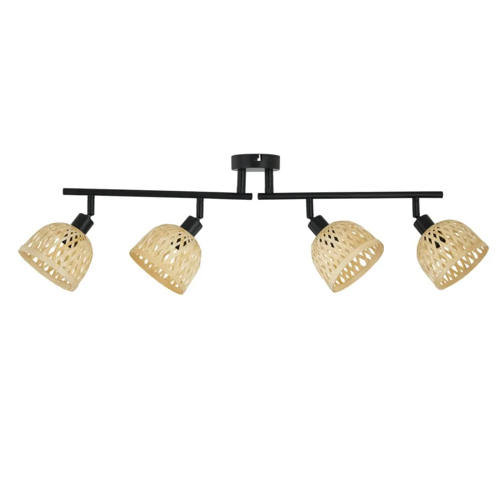 Lindby Spotlights>loftspot Youstin, 70,5 cm lang, bambus 4-lys, E14