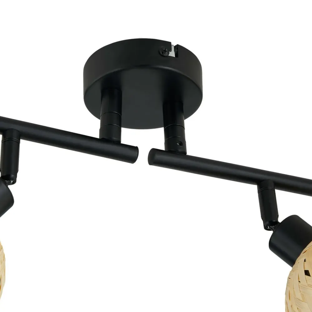 Lindby Spotlights>loftspot Youstin, 70,5 cm lang, bambus 4-lys, E14