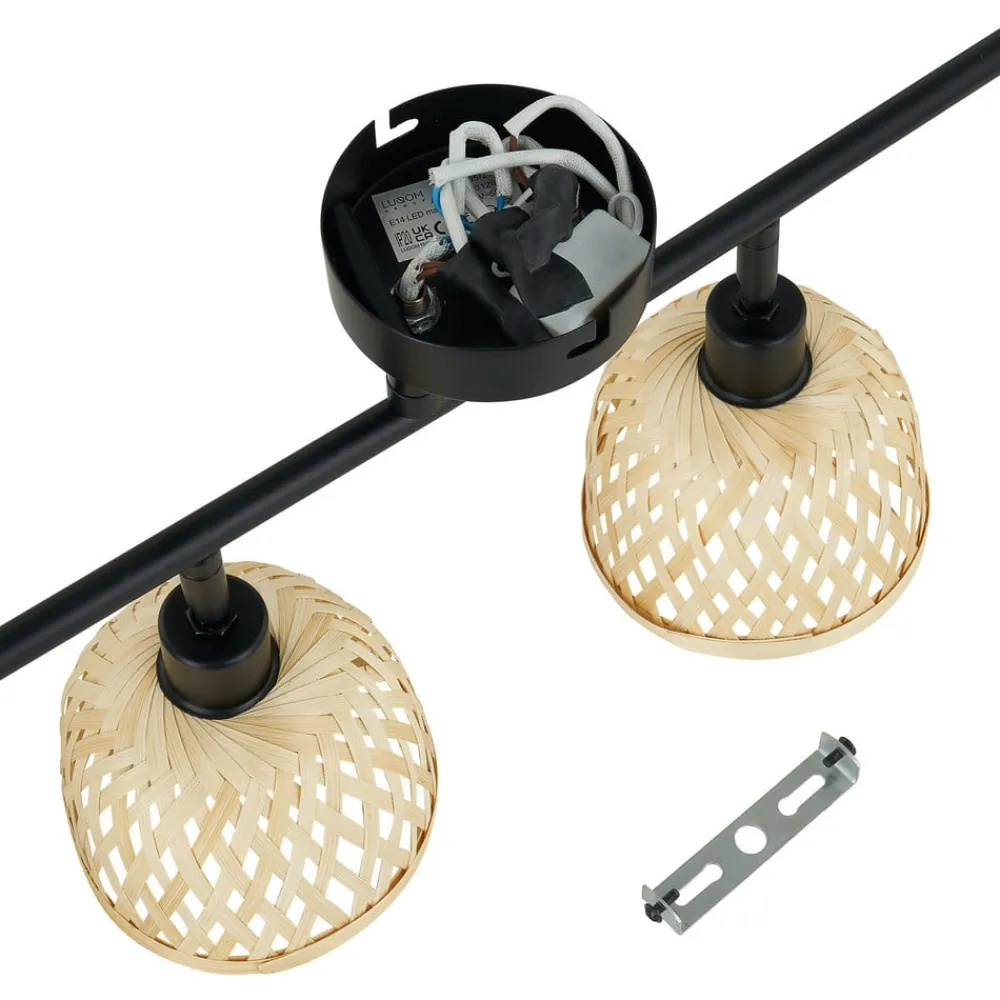 Lindby Spotlights>loftspot Youstin, 70,5 cm lang, bambus 4-lys, E14