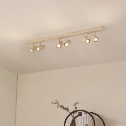 Lindby loftspots Kardis, beige, 6 lyskilder, metal, GU10
