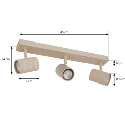 loftspots Kardis, beige, 3 lyskilder, metal, GU10^Lindby New