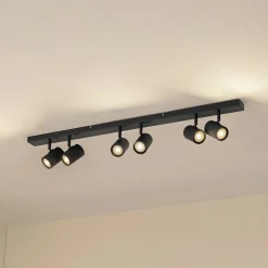 Lindby loftspots Kardis, mørkegrå, 6 lyskilder, metal, GU10