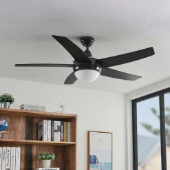 loftventilator med lys Auraya, støjsvag, sort^Lindby Best