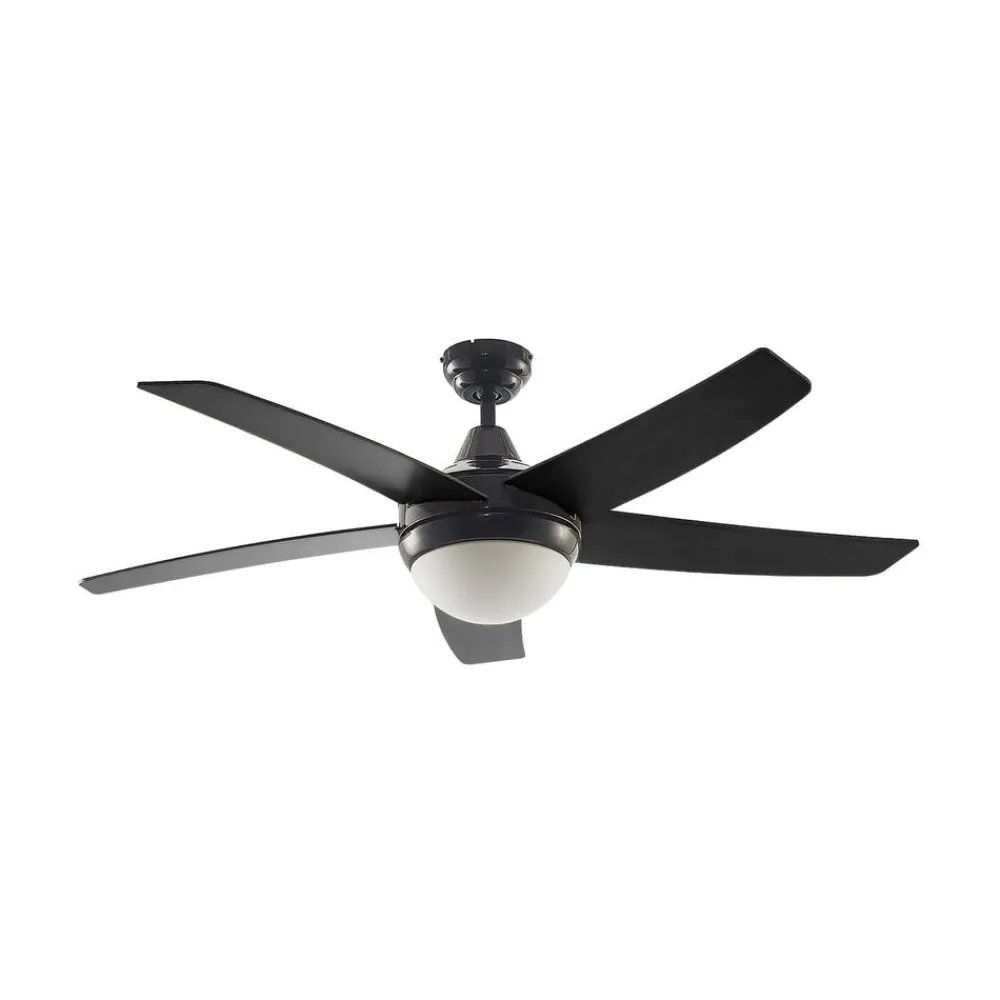 loftventilator med lys Auraya, støjsvag, sort^Lindby Best