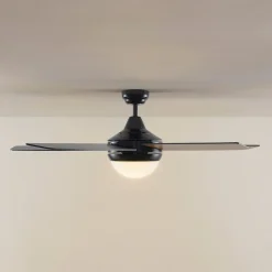 loftventilator med lys Auraya, støjsvag, sort^Lindby Best