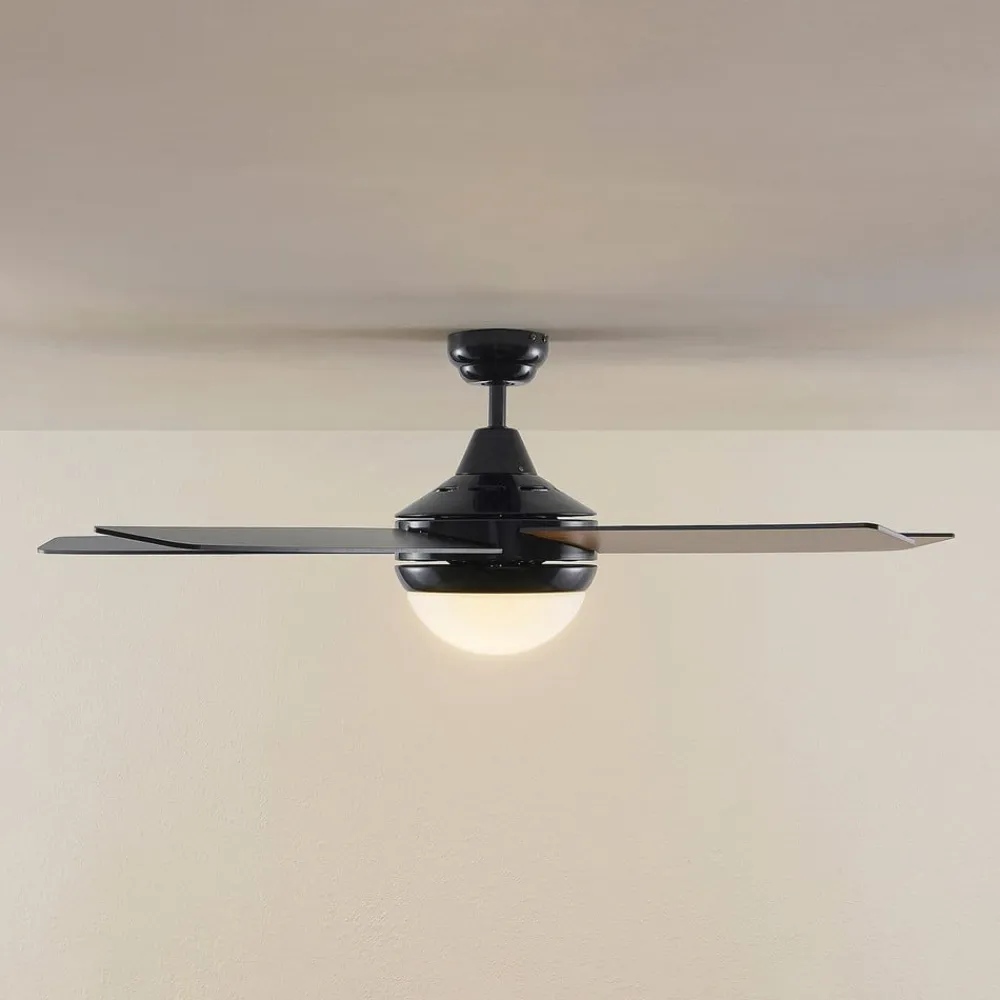 loftventilator med lys Auraya, støjsvag, sort^Lindby Best