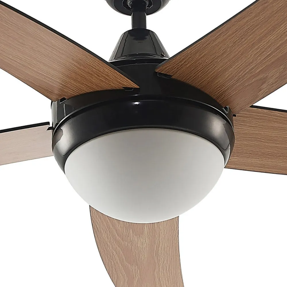 loftventilator med lys Auraya, støjsvag, sort^Lindby Best