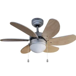 Lindby loftventilator med lys Minja, sølv, støjsvag, 78 cm