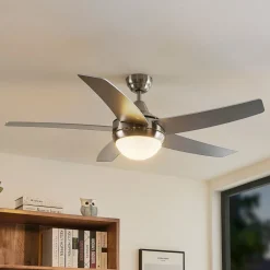 Lindby Loftventilatorer>loftventilator med lys Auraya, støjsvag, stål