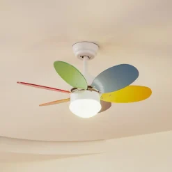 loftventilator med lys Litur, støjsvag, Ø 77 cm, E27^Lindby New