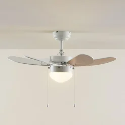 loftventilator Minja, hvid, træ^Lindby Outlet