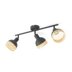 Lonnaris spotlight, rattan, 3 lyskilder, aflangt^Lindby Discount