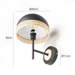 Lonnaris væglampe med rattan, sort^Lindby