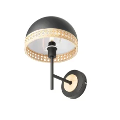 Lonnaris væglampe med rattan, sort^Lindby