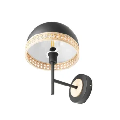 Lonnaris væglampe med rattan, sort^Lindby