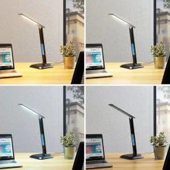 Lindby Arbejdsrum/Kontor|Bordlamper>Ludmilla LED-bordlampe, display, sort