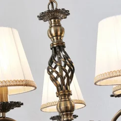 lysekrone Finnick, antik messingfarve, 5 lyskilder, E14^Lindby New