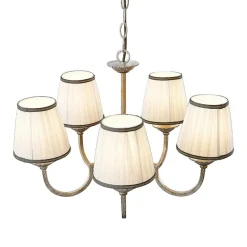 lysekrone Lumiel, 5-lys, creme/messing, tekstil^Lindby Hot