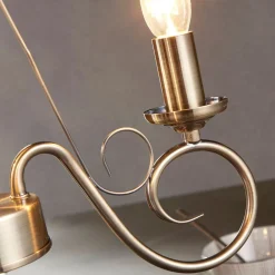 Lindby lysekrone Marnia, 3 lyskilder, Ø 40 cm, antik messing, E14