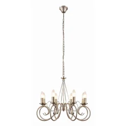 Lindby lysekrone Marnia, 8 lyskilder, Ø 53 cm, antik messing, E14