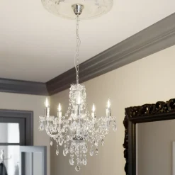 Lindby Lysekroner>lysekrone Merida, krom, metal, 5 lyskilder, Ø 52 cm