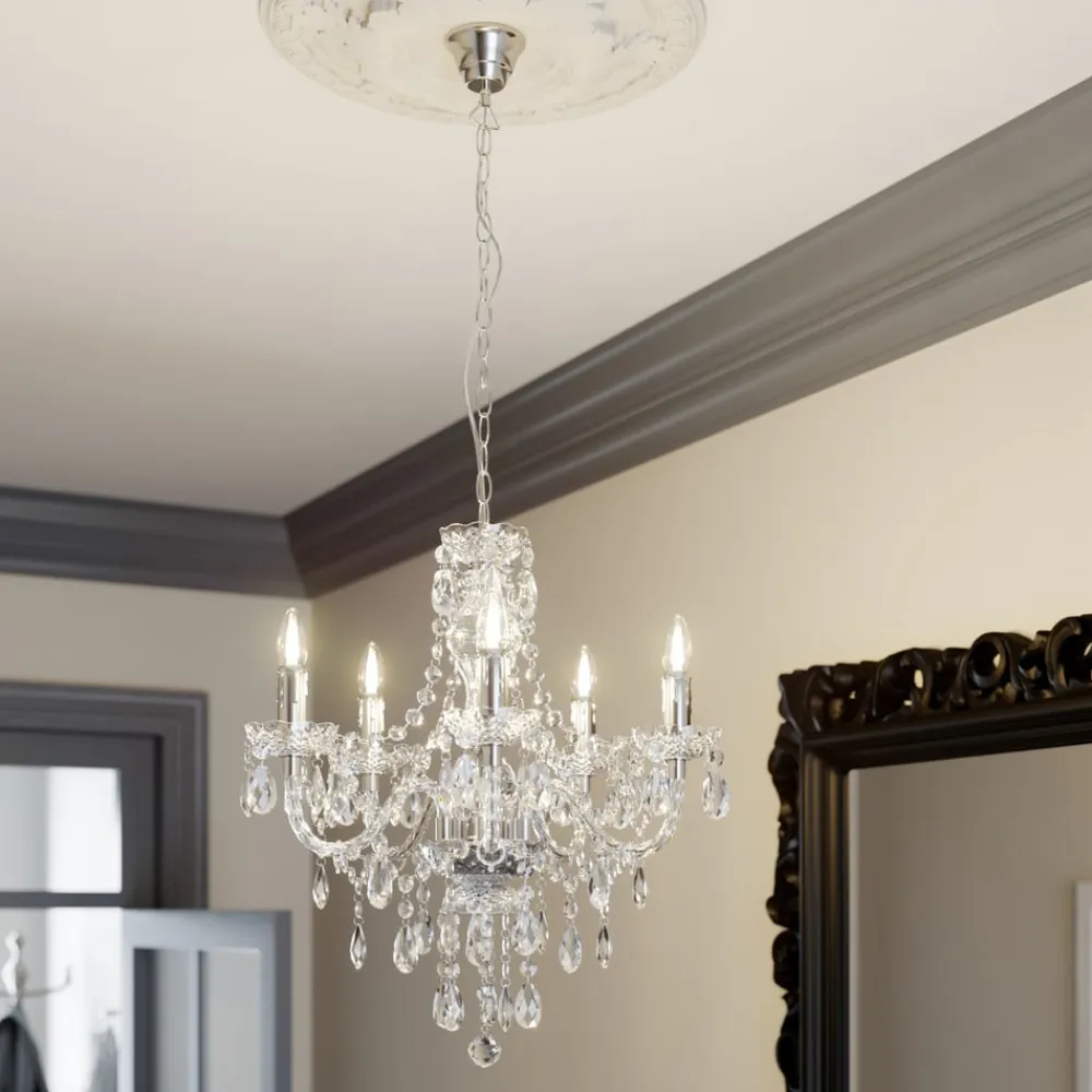 Lindby Lysekroner>lysekrone Merida, krom, metal, 5 lyskilder, Ø 52 cm