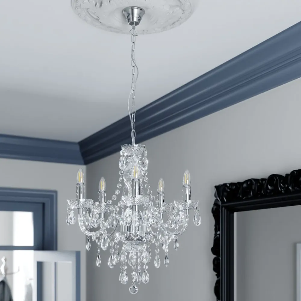 Lindby Lysekroner>lysekrone Merida, krom, metal, 5 lyskilder, Ø 52 cm