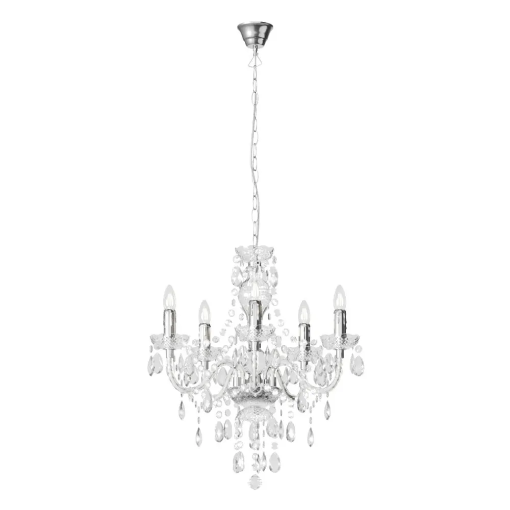 Lindby Lysekroner>lysekrone Merida, krom, metal, 5 lyskilder, Ø 52 cm