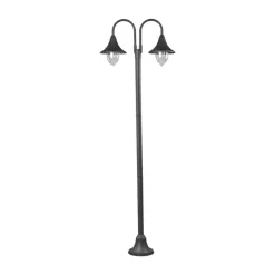 Lindby Lygtepæle>Madea udendørslampe, grå, 2 lyskilder, 212 cm, E27, IP44