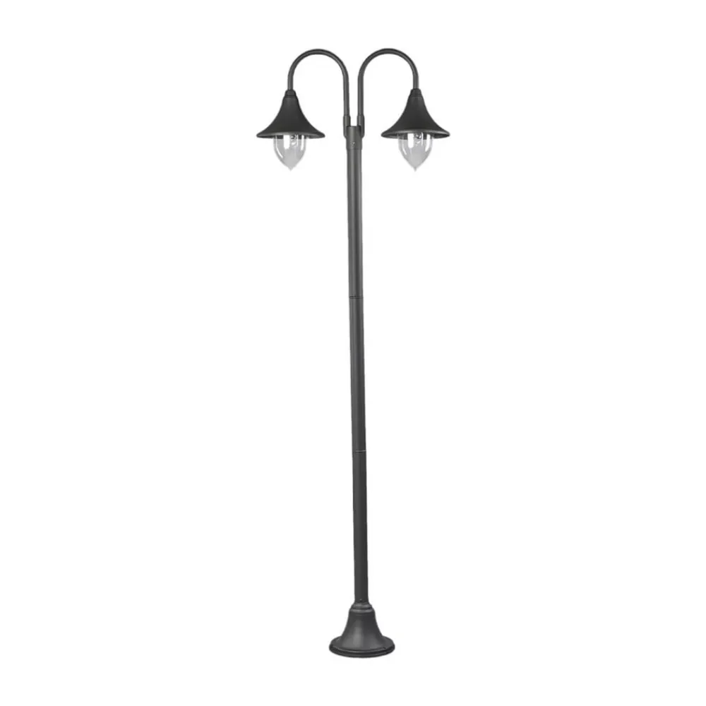 Lindby Lygtepæle>Madea udendørslampe, grå, 2 lyskilder, 212 cm, E27, IP44