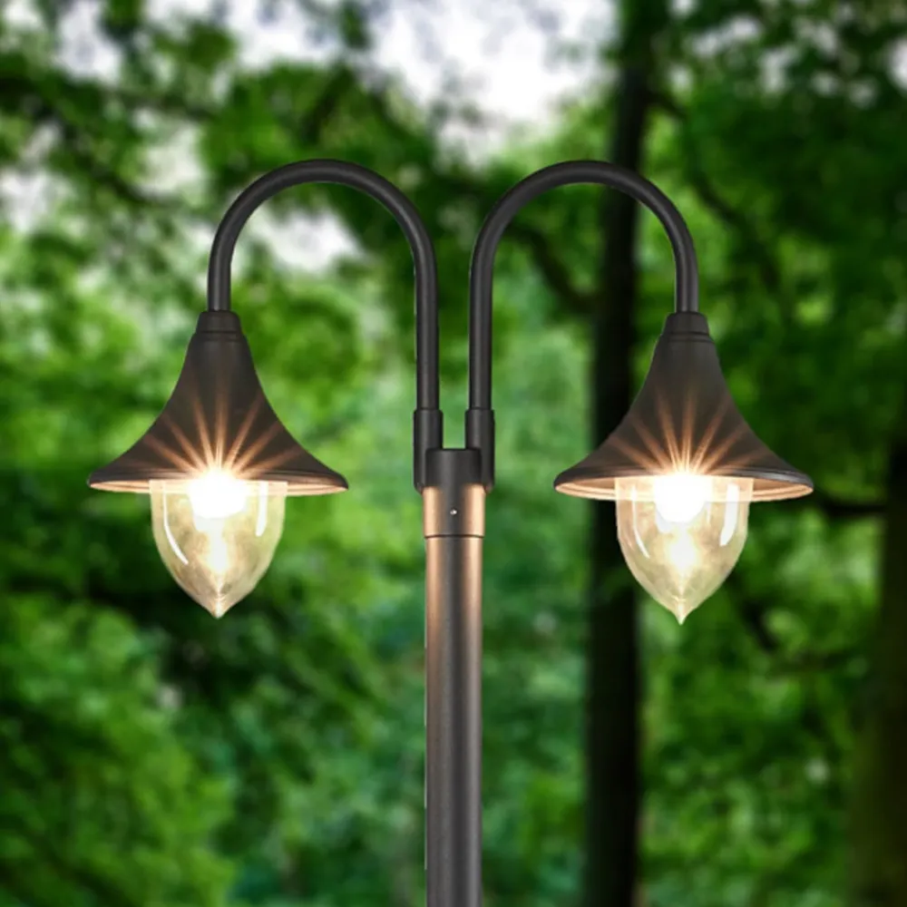 Lindby Lygtepæle>Madea udendørslampe, grå, 2 lyskilder, 212 cm, E27, IP44