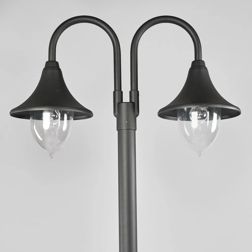 Lindby Lygtepæle>Madea udendørslampe, grå, 2 lyskilder, 212 cm, E27, IP44