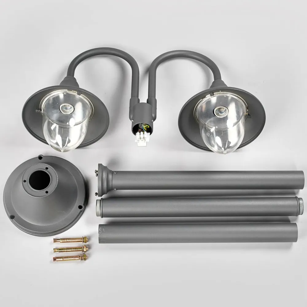 Lindby Lygtepæle>Madea udendørslampe, grå, 2 lyskilder, 212 cm, E27, IP44