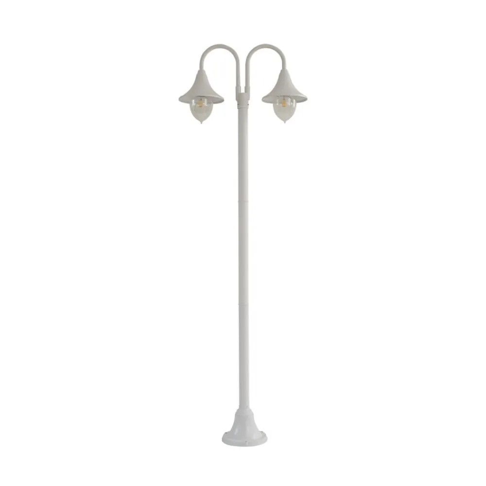 Lindby Lygtepæle>Madea udendørslampe, hvid, 2 lyskilder, 213 cm, E27, IP44