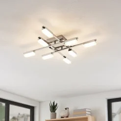 Mally LED-loftlampe i krom, 8 lyskilder^Lindby Discount