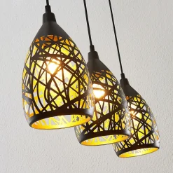 Marcello pendellampe, 75 cm, 3 lyskilder, sort-guld^Lindby Sale